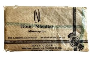 Vtg Minneapolis Nicollet Hotel Room Souvenir  Wash Cloth In Original Package - Picture 1 of 3