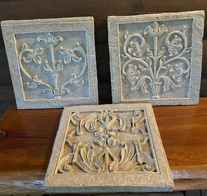 3 Gothic & Ornate Wall Art 14” X 14” Plaques Lot Of 3 Detailed Resin Stone Look - Picture 1 of 24