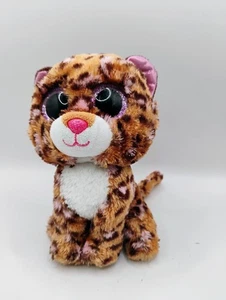 Ty Beanie Azul 6" Parches de Peluche Juguete Rosa Brillo Ojos Gato Leopardo - Imagen 1 de 6