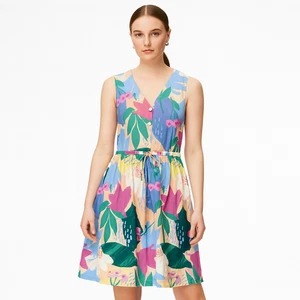 Princess Highway Dress AUS 12 US8 Midi Blue Floral Print Sleeveless Drawstring - Picture 1 of 7