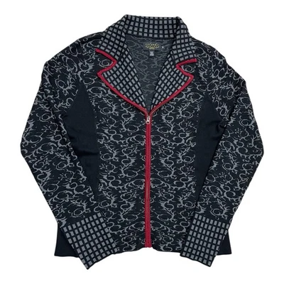 Suéter para mujer diseño islandés talla S cremallera completa rojo negro gris tejido viscosa usado en excelente estado Foto 1 de 4