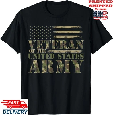 Camiseta Veterano del Ejército de los Estados Unidos Camuflaje Bandera de los Estados Unidos Veterano, Camiseta Unisex Foto 1 de 4
