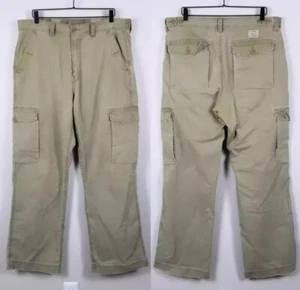 Lucky Brand Dungarees By Gene Montesano Baggy Y2K 90s Khaki Cargo Pants Size 36 - Picture 1 of 12