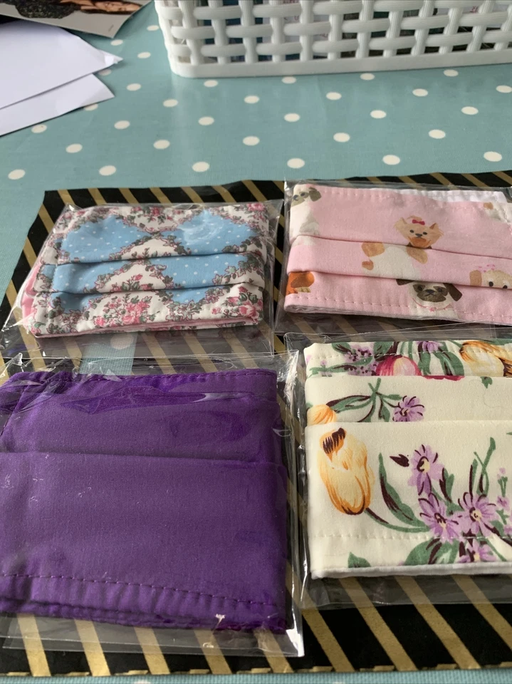 Pink Dogs Plain Purple Blue Floral and Cream Floral - Image 1 of 1