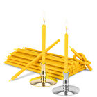 Set 2x Kerzenhalter mit Opferkerzen gelb Tropffrei L 16cm Paraffinwachs 40039