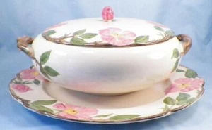 Franciscan Desert Rose bedeckte Gemüseschale 2,5 Qt & Unterplatte USA Marke Vintage - Bild 1 von 13