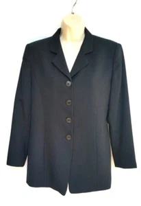 Rena Rowan Blazer Jacket Coat Womens Size 10P Wool Black Lined Petite - Picture 1 of 4