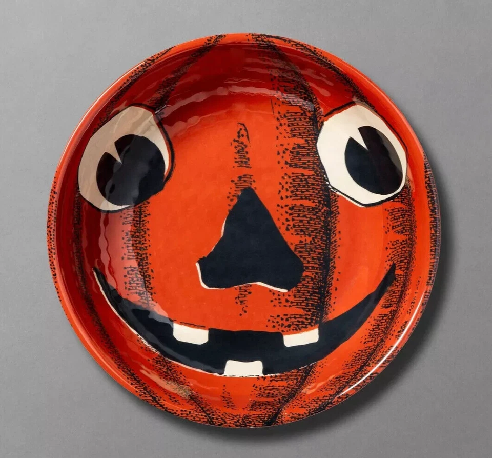 THRESHOLD JACK O TREATS PUMPKIN MELAMINE CANDY BOWL *DISTRESSED PKG