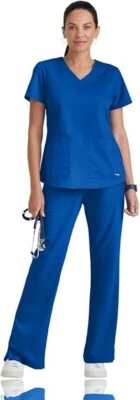Grey's Anatomy by  Barco Scrub Top NWT size XL Unisex Royal Blue Color - Image 1 of 4