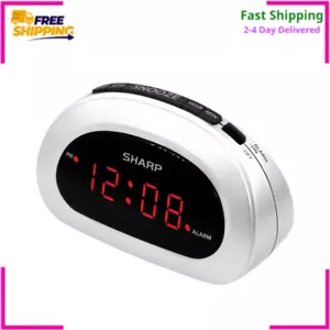 Digital Alarm Clock, Cloud White, Easy to Set Controls, Red LED Display, NEW - Picture 1 of 12