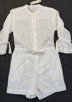 NWT La Vie Rebecca Taylor Eyelet Romper in Milk White One-Piece Size S $350 - Image 1 of 4