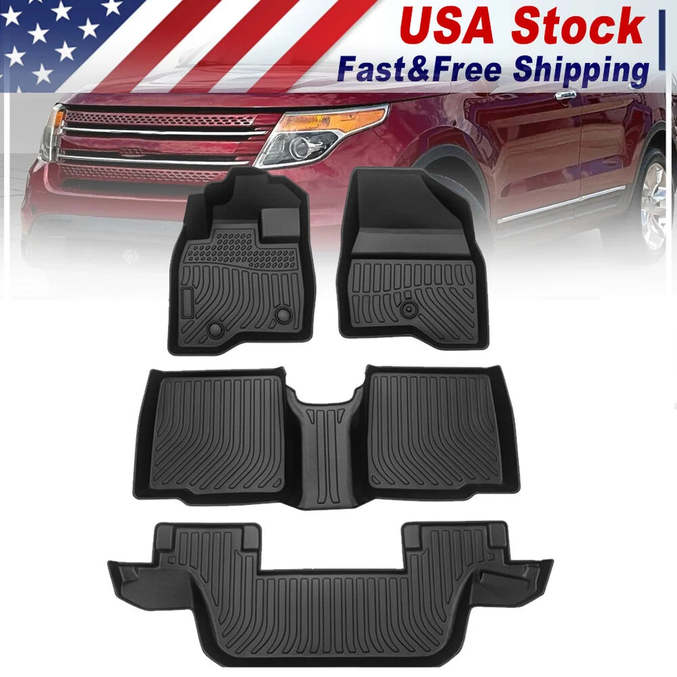 Floor Mats Liner Carpets For 2011-2014 Ford Explorer Bench Seating All Weather - Image 1 of 4