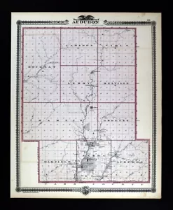 1875 Andreas Iowa Map Audubon County Exira Hamlin Oakfield Irwin Louisville IA - Picture 1 of 4
