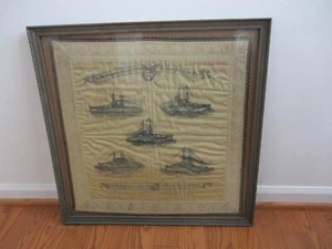 Original WW1 Silk Service US Navy Sixth Squadron German High Fleet Surrender - Picture 1 of 23