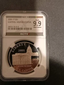 2001-P $1 Capitol Visitor Center Silver NGCX 9.9 NGC PF69 Ultra Cameo RCTVX - Picture 1 of 3