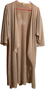 LuLaRoe Large Shirley Kimono - Sheer Striped, Gorgeous Champaign Color (Rare) - Picture 1 of 9