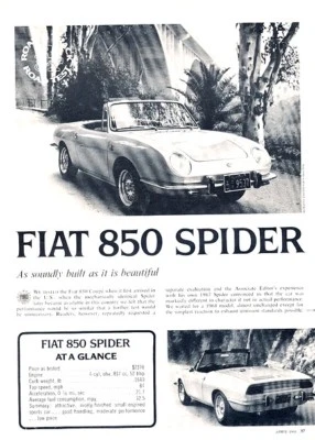 1968 Fiat 850 Spider Original Car Review Report Print Article PE20 Foto 1 de 2