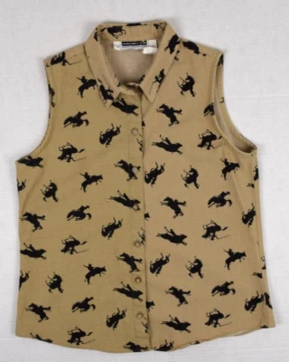 Vintage Western Sleeveless Shirt Panhandle Slim Size S/M 90s Broncing Bucking - Image 1 of 4
