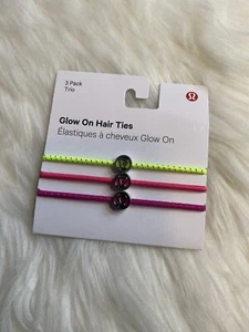 Lululemon Glow On Hair Ties 3 Pack Highlight Pink Purple Yellow - Picture 1 of 2