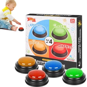 Answer Quiz Buzzers Set of 4 - Game Show Sound Buzzers Kid's Classroom Aid - Picture 1 of 11