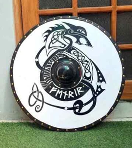 Viking wooden shield wolf design hand painted shield 22" battle ready shield GIF - Picture 1 of 4