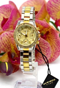 AKRIBOX XXIV AK710 TWO TONE STAINLESS CRYSTAL BEZEL DAMEN UHR - Bild 1 von 6