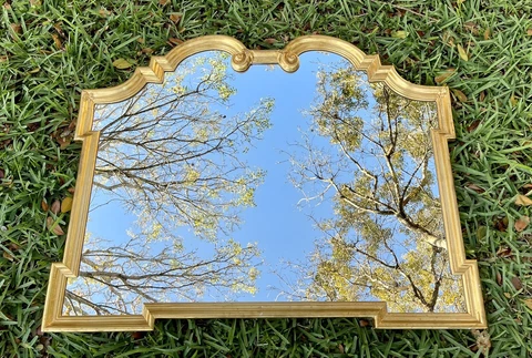 La Barge Italian Gilt Gold Wood Frame Mirror 42"W x 32"H Cover