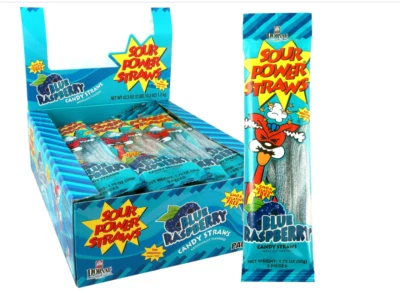 Pajitas de caramelo Sour Power, frambuesa azul, 1,75 onzas (paquete de 24) Foto 1 de 2