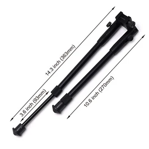 10-14 inch Tactical Bipod Adjustable Aluminum Black 20mm Picatinny Mount Adapter - Picture 1 of 10