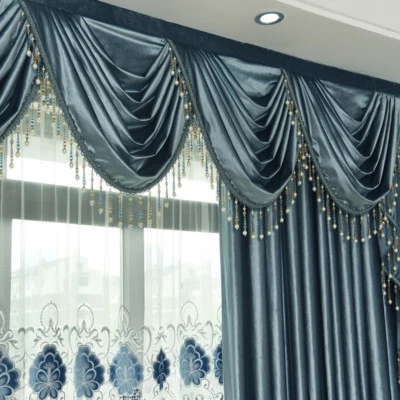 high class European thicken solid Italy velvet blackout curtain valance E913* - Image 1 of 4