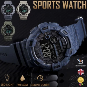 SKMEI Mens army military sports New Fashion digital wrist watch 5ATM large Dial - Picture 1 of 22