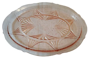 Royal Lace Pink Serving Platter Hazel Atlas 12" x 9 3/4" Depression Glass - Picture 1 of 2