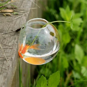Wall Mounted Vase Hanging Glass Vase Semi-Circle Fish Aquarium Garden Decoration - Picture 1 of 5