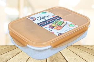 CALIFORNIA 3 Compartment Food Container + Spork 38oz BPA FREE Microwave Safe - Picture 1 of 10