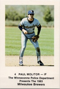 Paul Molitor 1983 Winneconne Police Department Trading Card