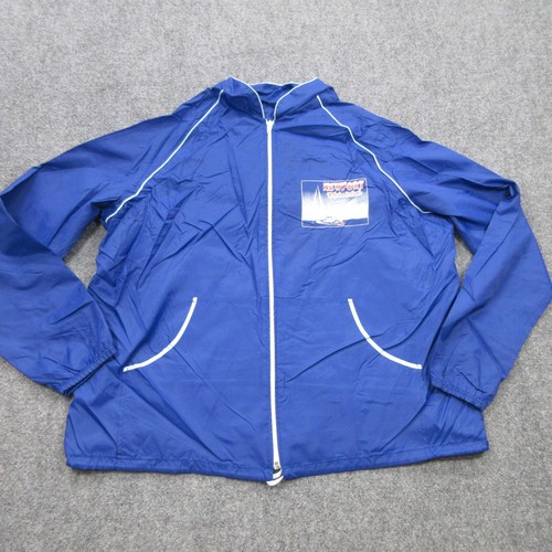 Giacca Track Vintage Uomo XL Blu Coach Cappotto Giacca a Vento Nylon Newport Rhode Island