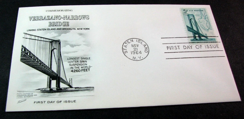 US Stamp FDC Scott# 1258 Verrazano-Narrows Bridge 1964 Used PL60 - Image 1 of 1