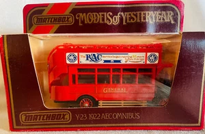 Matchbox Yesteryear Y23 1922 AEC ómnibus RAC - Imagen 1 de 3