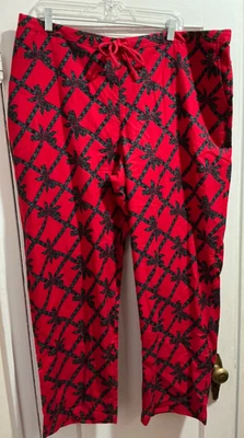 Talbots 女式红色法兰绒圣诞丝带睡衣裤抽绳尺寸 2X 全新带标签 — 第 1/4 张图片