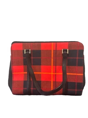 Bolso de Mano Kate Spade Forrado Tartún a Cuadros Rojo y Negro Navidad Vacaciones Bolsillo Foto 1 de 4