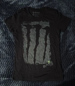 Monster Energy T Shirt Womens Small Black Short Sleeve Grunge Racing Team Promo - Picture 1 of 5