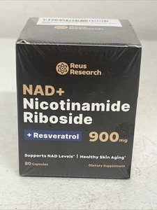 Reus Research NAD + Nicotinamide Riboside 900mg W/ Resveratrol 80 Caps Exp 12/26 - Picture 1 of 6