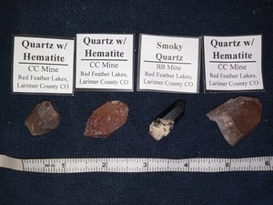 Quartz With Hematoid Inclusions And Smoky Quartz Points Bundle From Colorado - Picture 1 of 1