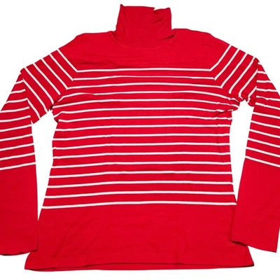 Vineyard Vines Striped Turtleneck Sweater L Red White Preppy Coastal Nautical - Image 1 of 4