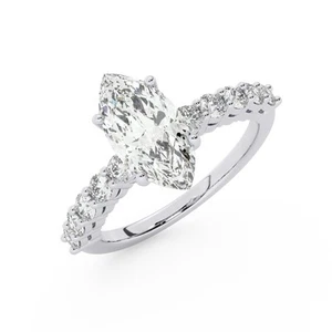 1.50ct Marquise Lab Grown Diamond Ring 14K Solid White Gold IGI Certificate - Picture 1 of 6