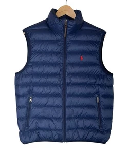 Polo Ralph Lauren Abajo Embalable Chaleco Puffer Cremallera Completa Azul Marino Para Hombre Talla Mediana - Imagen 1 de 8