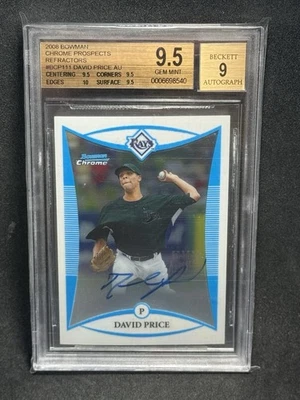 2008 Bowman Chrome Refractor David Price Rookie Rc/500 BGS 9.5 Auto 9 #BCP111 - Image 1 of 2
