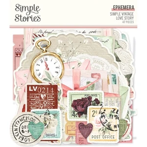 Love Story - Ephemera Simple Stories Simple Vintage Scrapbook  47/pkg - Picture 1 of 2