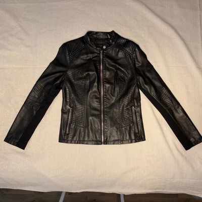 女式黑色摩托夹克中号 — 第 1/4 张图片