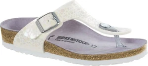 Birkenstock Gizeh Kids Sandal Metallic Stones White Size 30 31 32 33 34 Narrow - Picture 1 of 4